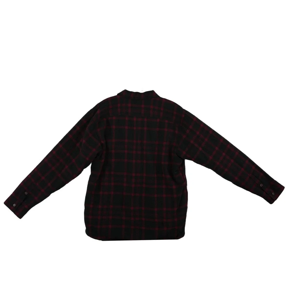 Wrangler Plaid Shirt Jacket Men's Size Medium Red Black Sherpa Lined Flannel